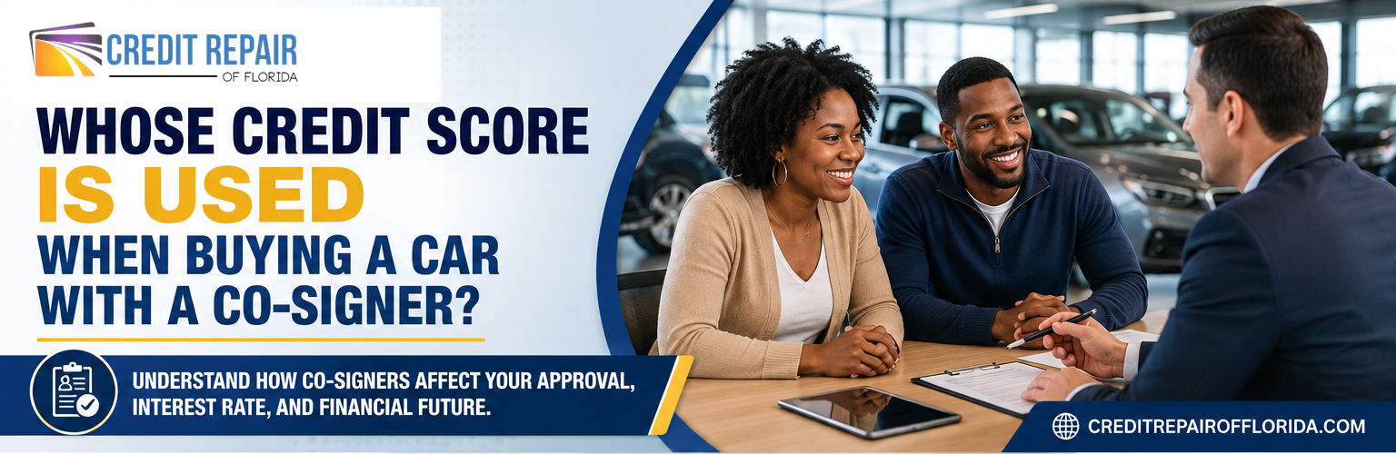 Black couple speaking with an auto finance professional about whose credit score is used when buying a car with a co-signer.